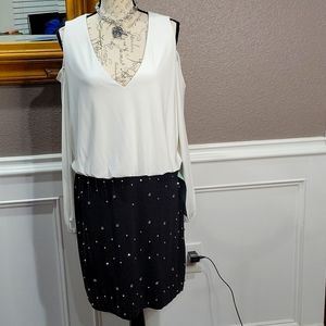White & Black Rhinestone Dress by Dj-Jaz size 14 NWT